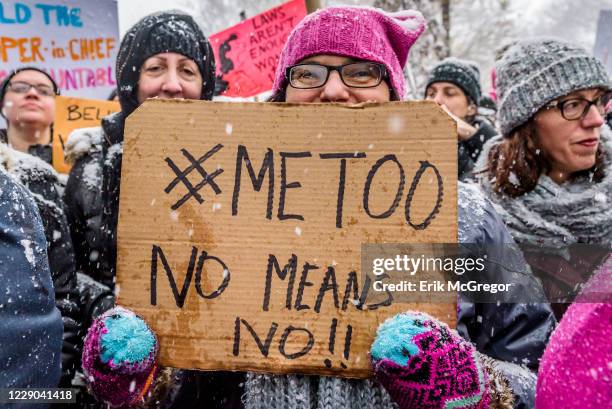 The #MeToo rally took place outside the Trump International Hotel at Columbus Circle, The #MeToo movement ignited after sexual harassment allegations...