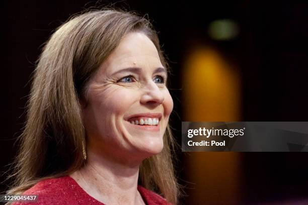 Supreme Court nominee Judge Amy Coney Barrett testifies before the Senate Judiciary Committee on the second day of her Supreme Court confirmation...