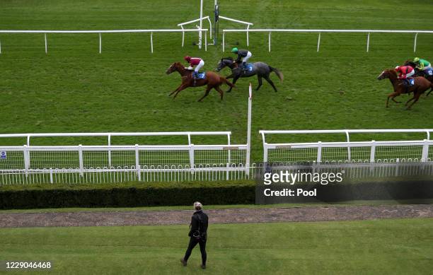 Song of The Isles ridden by Martin Dwyer wins The Aspall Selling Stakes at Leicester Racecourse on October 13, 2020 in Leicester, England.