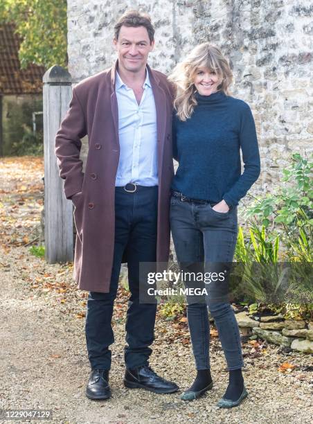 Dominic West and wife Catherine FitzGerald make a statement to press outside their Cotswolds home after Dominic was seen kissing actress Lily James...