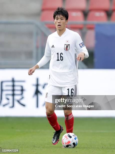 Takehiro Tomiyasu of Japan during the International Friendly match between Japan v Ivory Coast at the Stadium Glagenwaard on October 13, 2020 in...