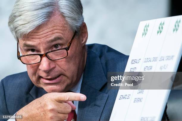 Sen. Sheldon Whitehouse questions Supreme Court nominee Judge Amy Coney Barrett as she testifies before the Senate Judiciary Committee on the second...