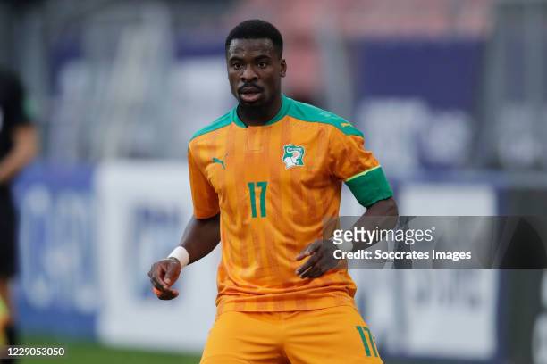 Serge Aurier of Ivory Coast during the International Friendly match between Japan v Ivory Coast at the Stadium Glagenwaard on October 13, 2020 in...