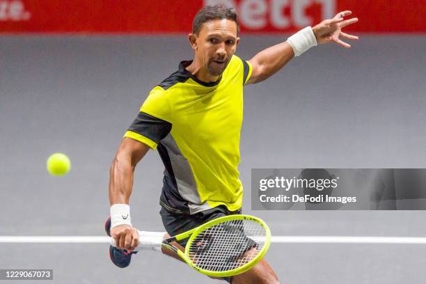 Raven Klaasen of South Africa looks on during day two of the Bett1Hulks Indoor tennis tournament between Raven Klaasen, Oliver Marach and Alexander...