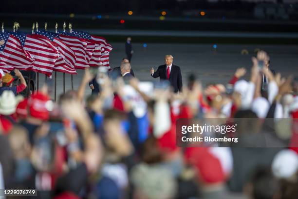 President Donald Trump arrives at a campaign rally in Des Moines, Iowa, U.S., on Wednesday, Oct. 14, 2020. Trump's re-election campaign is suing...