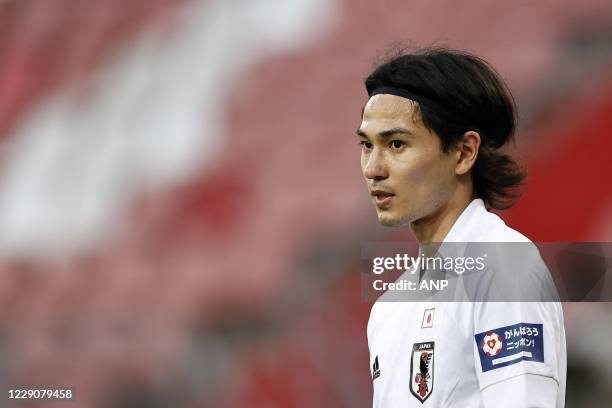 Takumi Minamino of Japan during the friendly match between Japan and Ivory Coast at Stadion Galgenwaard on October 13, 2020 in Utrecht, Netherlands....