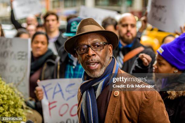 New York City Council Member Robert E. Cornegy Jr. - NYC Fast Food Workers in the Fight for $15; New York City Council Members; Union members; and...