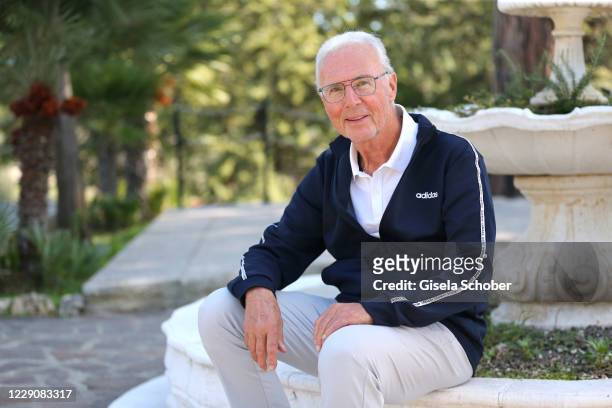 Franz Beckenbauer poses for a photo during the 30th anniversary celebration of the German World Cup win at 1990 on October 10, 2020 at hotel Il...