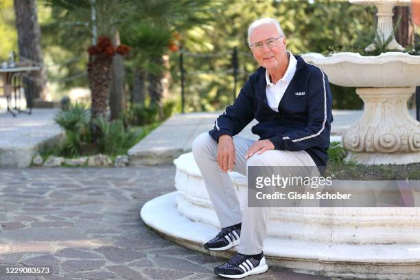Franz Beckenbauer poses for a photo during the 30th anniversary celebration of the German World Cup win at 1990 on October 10, 2020 at hotel Il...