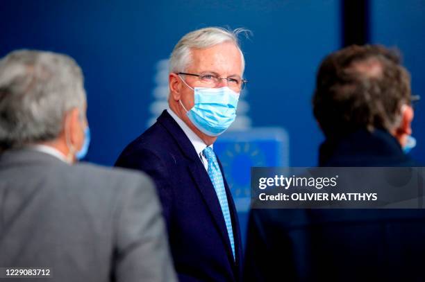 European Commission's Head of Task Force for Relations with the United Kingdom Michel Barnier arrives ahead of a two days European Union summit at...