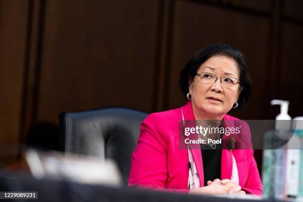 Senator Mazie Hirono, D-Hawaii, speaks during a business meeting portion on the fourth day of the Senate Judiciary Committee on the confirmation...