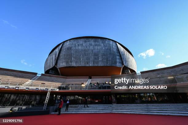 Spectators attend the screening of the film "Soul" during the 15th Rome Film Festival at the Auditorium Parco della Musica in Rome on October 15,...