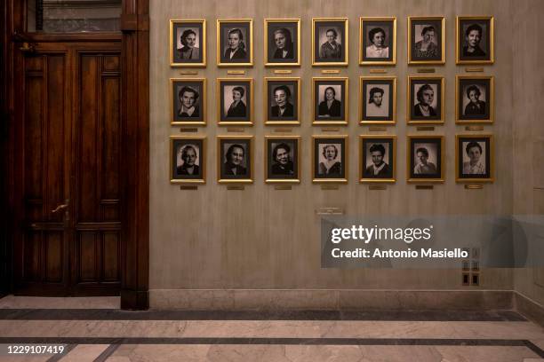 This picture shows the Sala delle Donne at the Palazzo Montecitorio seat of the Italian Chamber of Deputies, on October 16, 2020 in Rome, Italy. The...