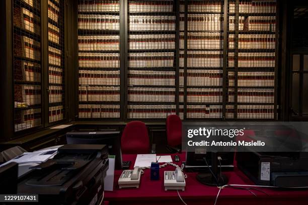 This picture shows the "Sala del Mappamondo" , dedicated to the work of the parliamentary commissions at Palazzo Montecitorio, seat of the Italian...