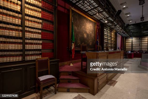 This picture shows the "Sala del Mappamondo" , dedicated to the work of the parliamentary commissions at Palazzo Montecitorio, seat of the Italian...