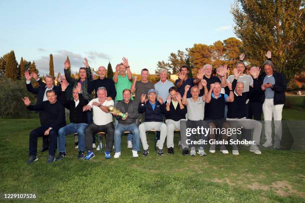 First row: Andreas "Andy" Moeller, Pierre Littbarski, Andreas "Andi" Brehme, Thomas "Icke" Haessler, Franz Beckenbauer, Holger Osieck, Olaf Thon,...