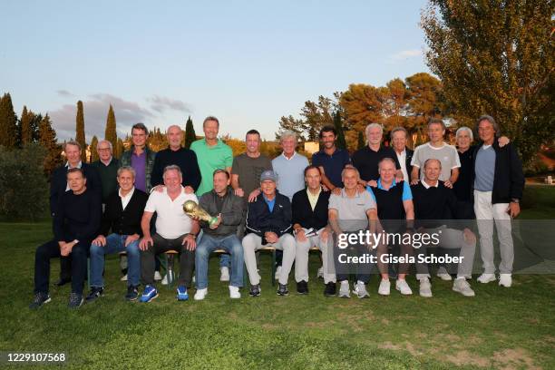 First row: Andreas "Andy" Moeller, Pierre Littbarski, Andreas "Andi" Brehme, Thomas "Icke" Haessler, Franz Beckenbauer, Holger Osieck, Olaf Thon,...