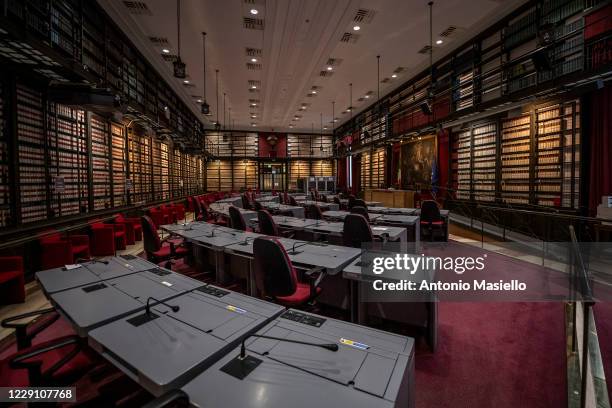 This picture shows the "Sala del Mappamondo" , dedicated to the work of the parliamentary commissions at Palazzo Montecitorio, seat of the Italian...