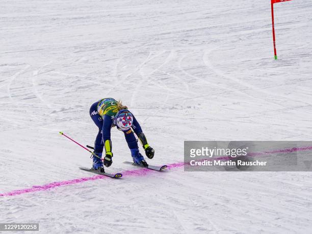 Marta Bassino of Italy competes during the Women's Giant Slalom of the Audi FIS Alpine Ski World Cup at Rettenbach glacier on October 17, 2020 in...