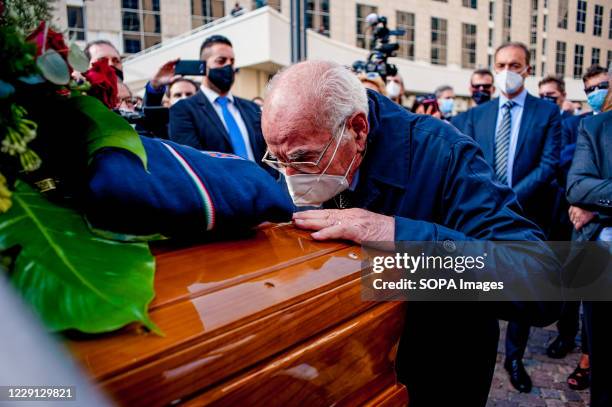 Man kissing the coffin during the funeral. At the Regional Citadel in Catanzaro was the last tribute for Jole Santelli, Governor of Calabria since...