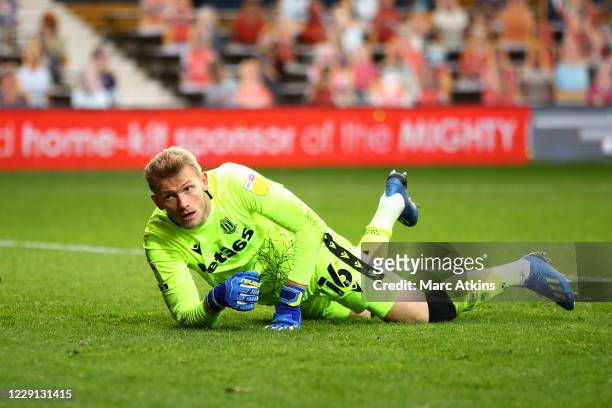 Adam Davies of Stoke City during the Sky Bet Championship match between Luton Town and Stoke City at Kenilworth Road on October 17, 2020 in Luton,...