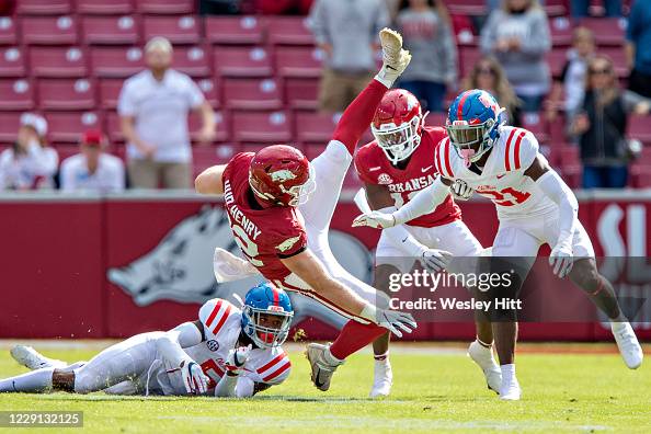 Henry Apple Razorbacks Hudson Henry of the Arkansas Razorbacks is tackled in the first half ...