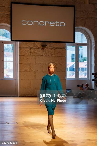 The model exhibits in the collection of some Portuguese stylist Concreto in the edition Protect Talent SS21, in Porto, Portugal, on October 17, 2020