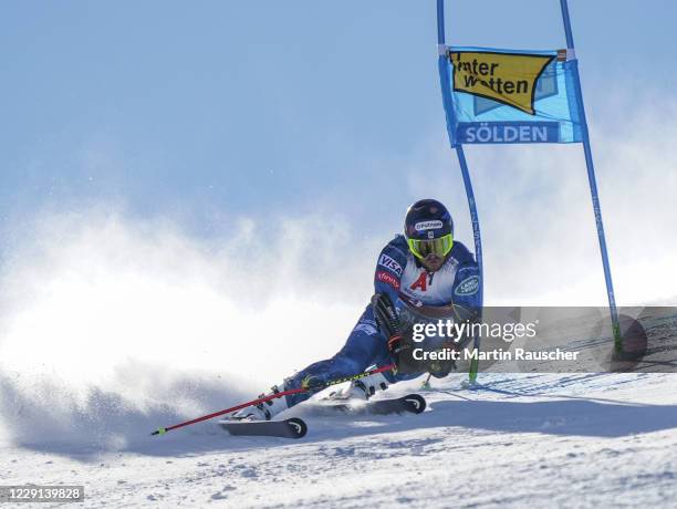 Ted Ligety of United States of America competes during the Men's Giant Slalom of the Audi FIS Alpine Ski World Cup at Rettenbach glacier on October...