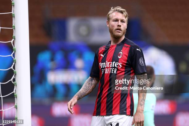 Simon Kjaer of Ac Milan during the Serie A match between Fc Internazionale and Ac Milan. Ac Milan wins 2-1 over Fc Internazionale.