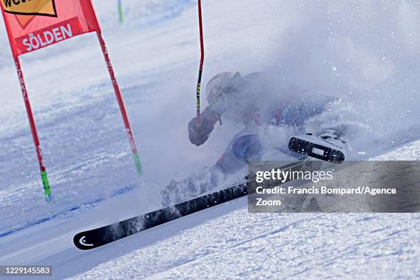 Ted Ligety of USA crashes out during the Audi FIS Alpine Ski World Cup Men's Giant Slalom on October 18, 2020 in Soelden, Austria.