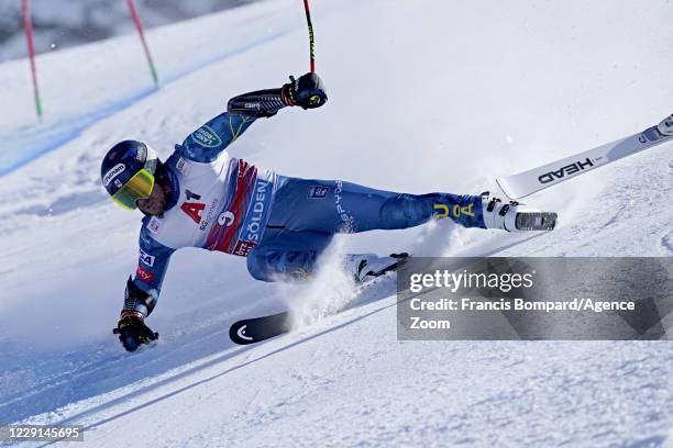 Ted Ligety of USA crashes out during the Audi FIS Alpine Ski World Cup Men's Giant Slalom on October 18, 2020 in Soelden, Austria.