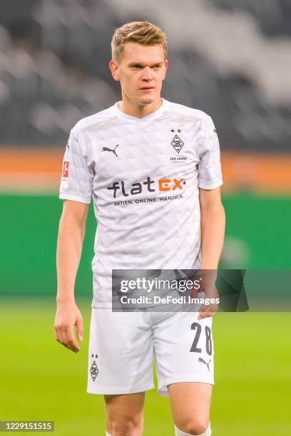 Matthias Ginter of Borussia Moenchengladbach looks on during the Bundesliga match between Borussia Moenchengladbach and VfL Wolfsburg at...