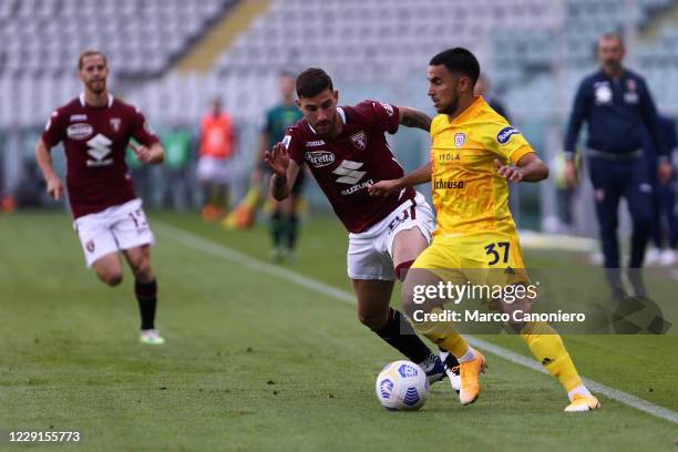 Adam Ounas of Cagliari Calcio in action during the Serie A match between Torino Fc and Cagliari Calcio. Cagliari Calcio wins 3-2 over Torino Fc.