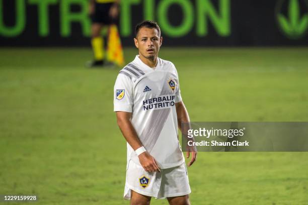 Javier Hernandez of the Los Angeles Galaxy looks on during the game against the Vancouver Whitecaps at Dignity Health Sports Park on October 18, 2020...