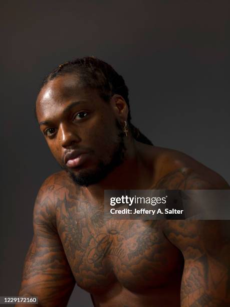 Closeup portrait of Tennessee Titans running back Derrick Henry posing during photo shoot. Dallas, TX 7/13/2020 CREDIT: Jeffery A. Salter