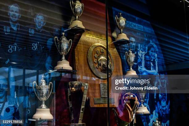 Illustration trophy cupboards of Paris Saint Germain during the Stadium Visit Tour at Parc des Princes on October 18, 2020 in Paris, France.