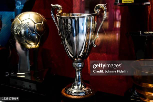 Illustration trophy cupboards of Paris Saint Germain with the trophy of UEFA Cup Winners' Cup that the PSG won in 1993 against the Rapid Wien during...