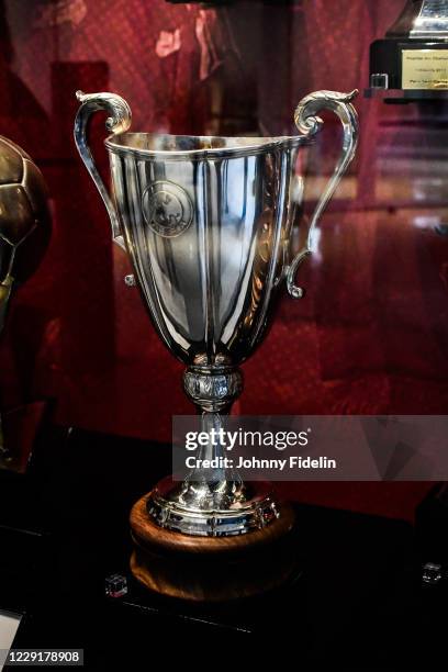 Illustration trophy cupboards of Paris Saint Germain with the trophy of UEFA Cup Winners' Cup that the PSG won in 1993 against the Rapid Wien during...