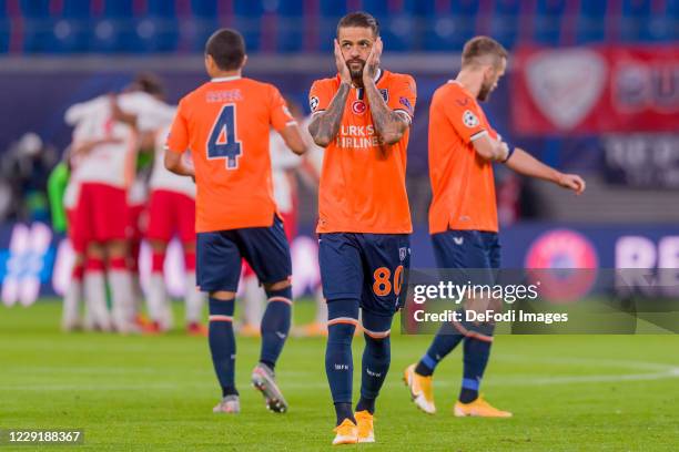 Junior Caicara of Istanbul Basaksehir FK looks dejected during the UEFA Champions League Group H stage match between RB Leipzig and Istanbul...