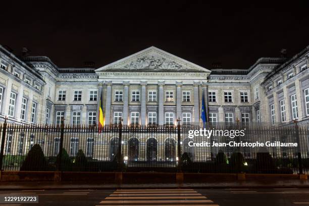 Belgian Parliament on October 20, 2020 in Brussels, Belgium. Bars and restaurants in Brussels have been ordered to shut for a month in a bid to curb...