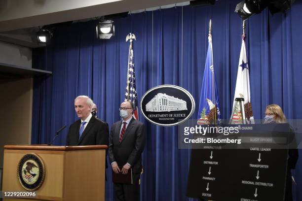 Jeffrey Rosen, deputy attorney general, speaks during a news conference at the Department of Justice in Washington, D.C., U.S., on Wednesday, Oct....