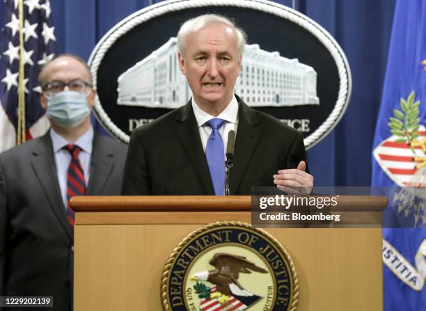 Jeffrey Rosen, deputy attorney general, speaks during a news conference at the Department of Justice in Washington, D.C., U.S., on Wednesday, Oct....