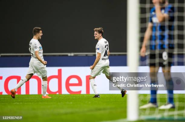 Jonas Hofmann of Borussia Moenchengladbach celebrates after he scored his teams second goal during of the Group B - UEFA Champions League match...