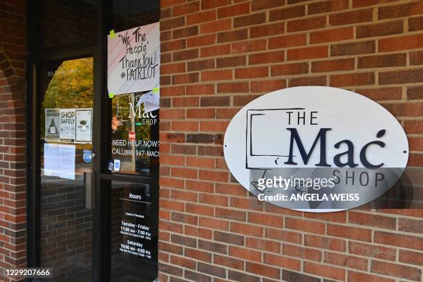 An exterior view of "The Mac Shop" in Wilmington, Delaware is seen on October 21, 2020. - The New York Post last week revived allegations against...