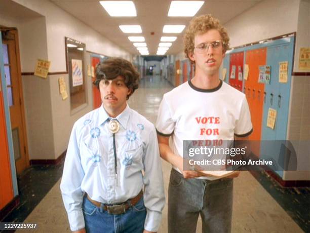 The movie "Napoleon Dynamite", directed by Jared Hess, written by Jared Hess and Jerusha Hess. Seen here from left, Efren Ramirez and Jon Heder...