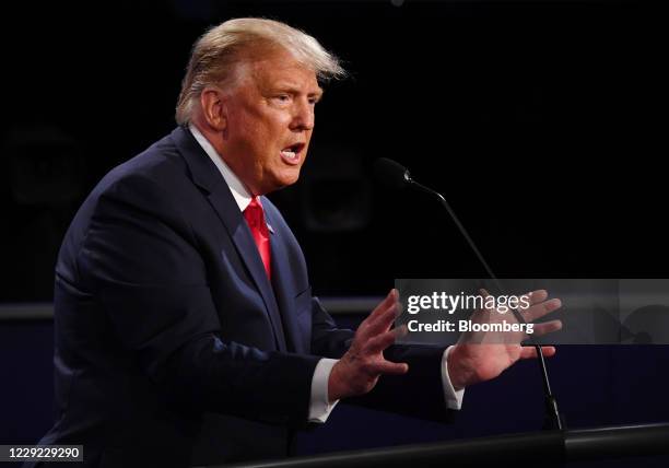 President Donald Trump speaks during the U.S. Presidential debate at Belmont University in Nashville, Tennessee, U.S., on Thursday, Oct. 22, 2020....