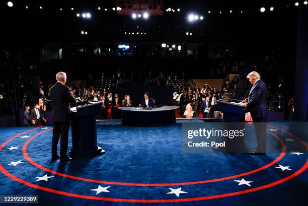 President Donald Trump and Democratic presidential nominee Joe Biden participate in the final presidential debate at Belmont University on October...