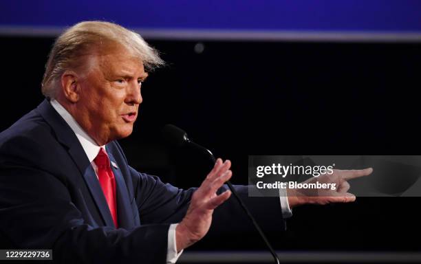 President Donald Trump speaks during the U.S. Presidential debate at Belmont University in Nashville, Tennessee, U.S., on Thursday, Oct. 22, 2020....