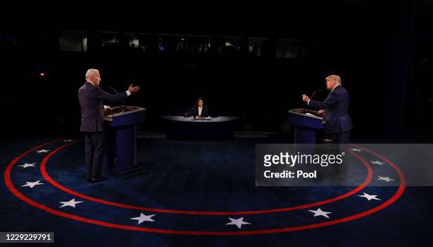 President Donald Trump and Democratic presidential nominee Joe Biden participate in the final presidential debate at Belmont University on October...