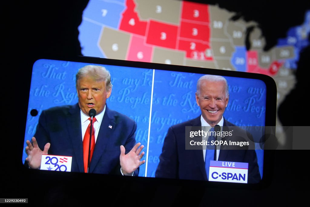 In this photo illustration the US President Donald Trump and...